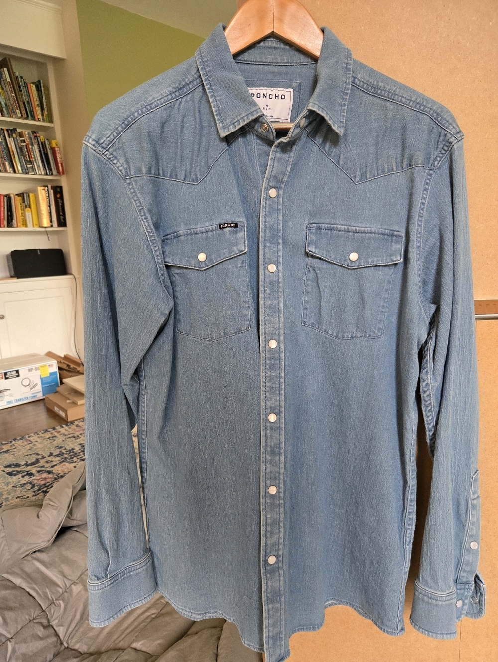 Poncho Light Blue Denim Western Shirt